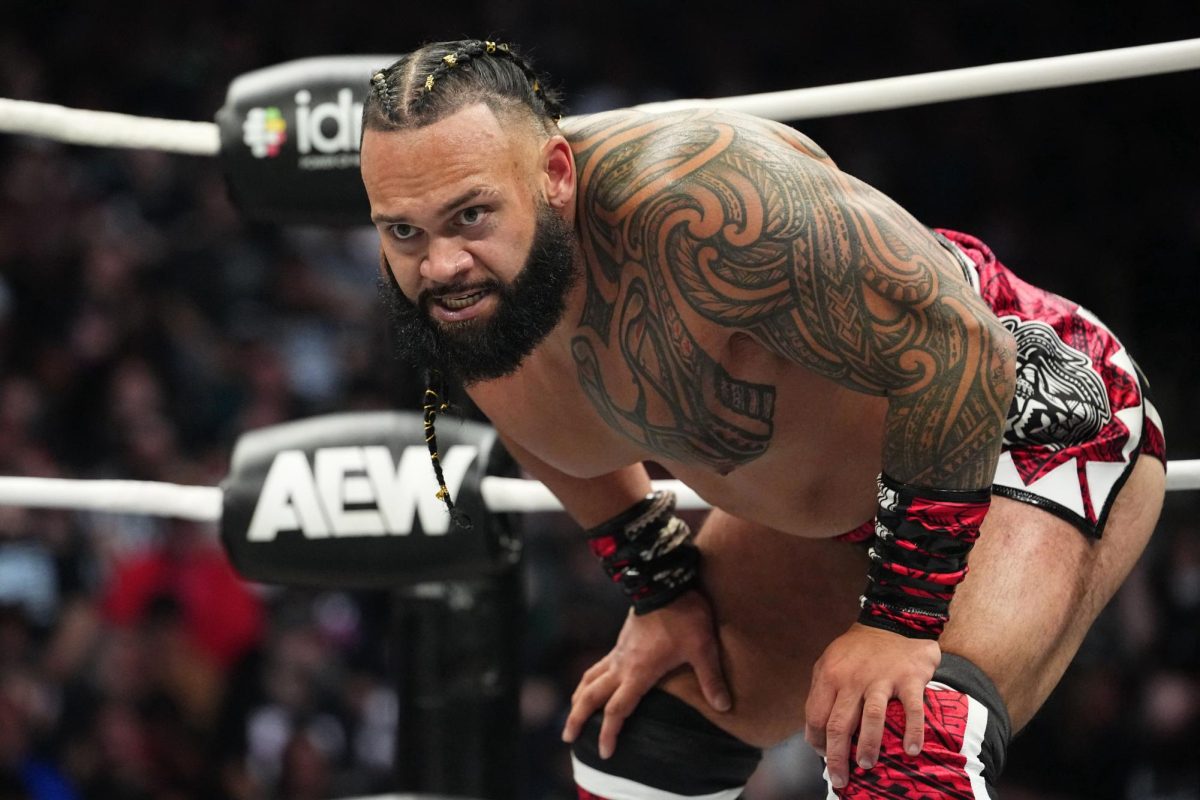 Toa Liona sizing up Bobby Lashley during their match on AEW Collision on Sept. 17th, 2025. Image Courtesy of AEW