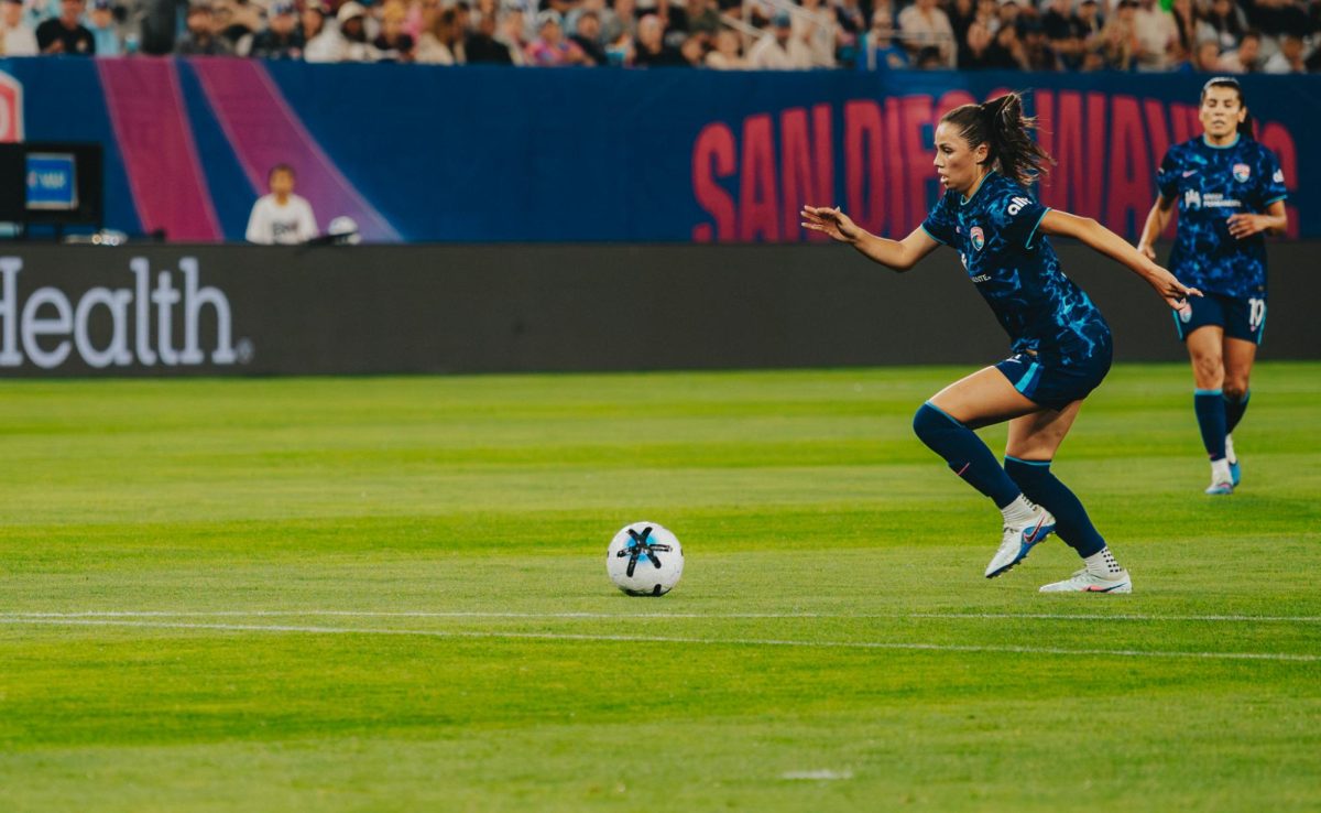 Melanie Barcenas setting up to kick the 2-0 leading goal in the 73rd minute