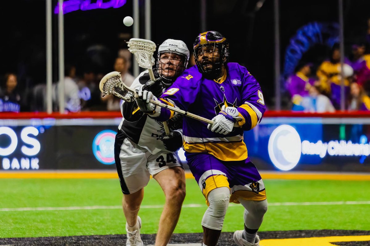 SD Seal transitioner Trevor Baptiste battles with the opposing player for possession during the game
against LV Desert Dogs on Apr. 17, 2026