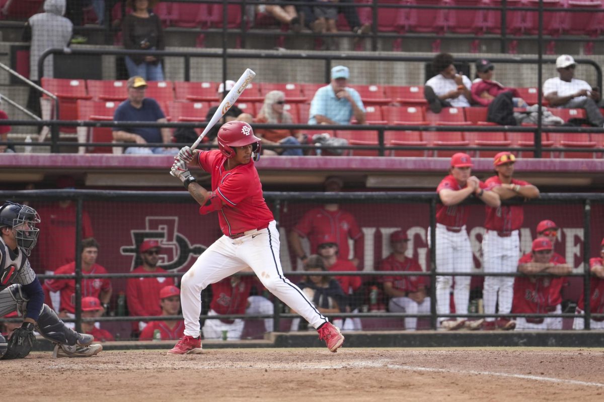 San Diego State No. 5 Nate Lopez was locked in during the Aztecs' dominant 8-2 victory over the Nevada Wolfpack on May 3, 2026, at Tony Gwynn Stadium.