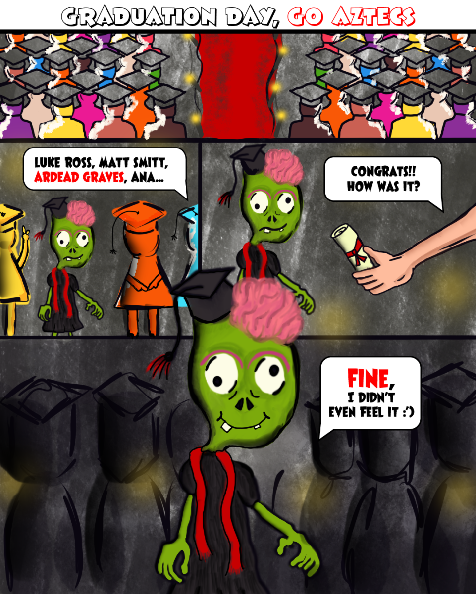 A zombie attends graduation and is about to recieve a diploma when the person giving the certificates out asks "How was it?"  The zombie replies "Fine, I didn't even feel it :')."